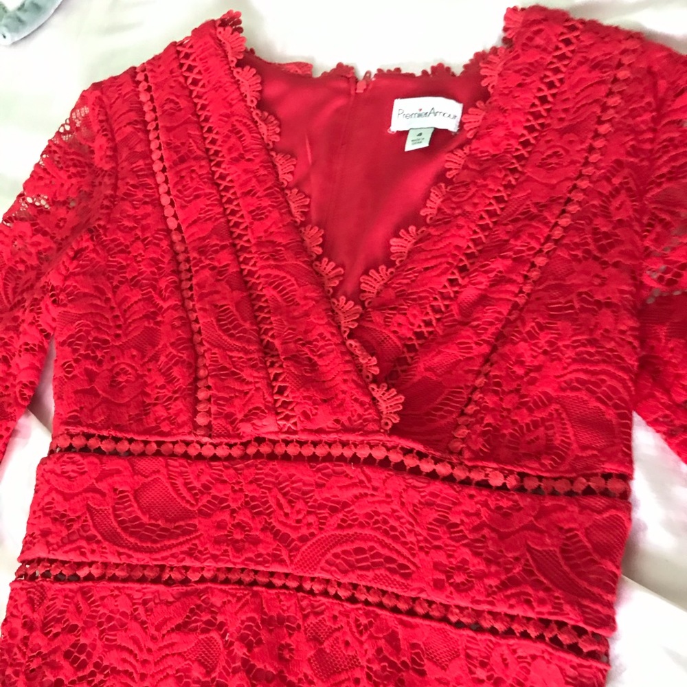 RED LACE SEXY BODYCON FORMAL DRESS